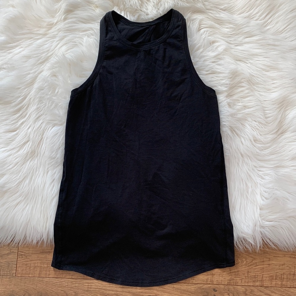 Lululemon All Tied Up Tank Top Black Womens 2 Split Back
